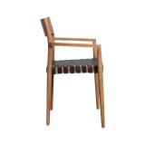 DINING ARMCHAIR WITH LEATER SEAT TEAKWOOD